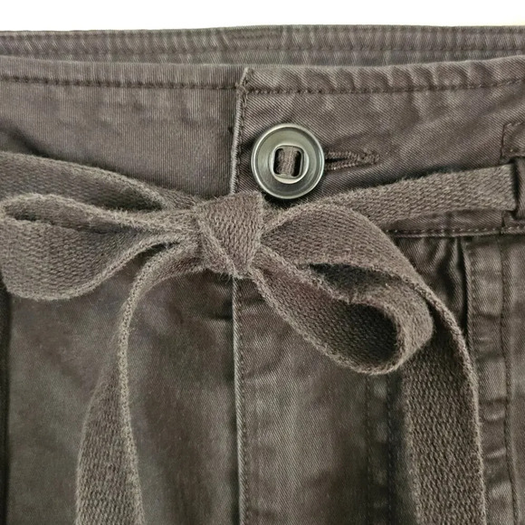 Vince Women's 6 Black‎ Twill Cropped Pants Utility Drawstring Pockets Ankle - Picture 5 of 10